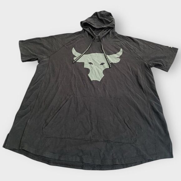 Under Armour Project Rock Black Bull Short Sleeve Hoodie Mens size XL - Picture 2 of 6
